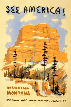 See America Montana vintage travel poster